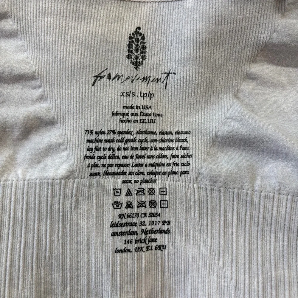 Free People Movement Good Karma Sports Bra Womens XS/S‎ Cream/Gray Square Neck
